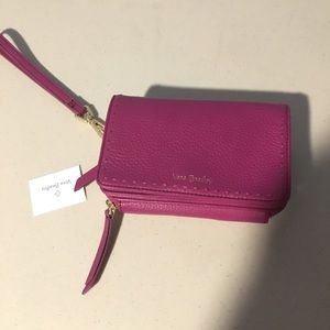 Real leather RFID Mallory wristlet wild berry